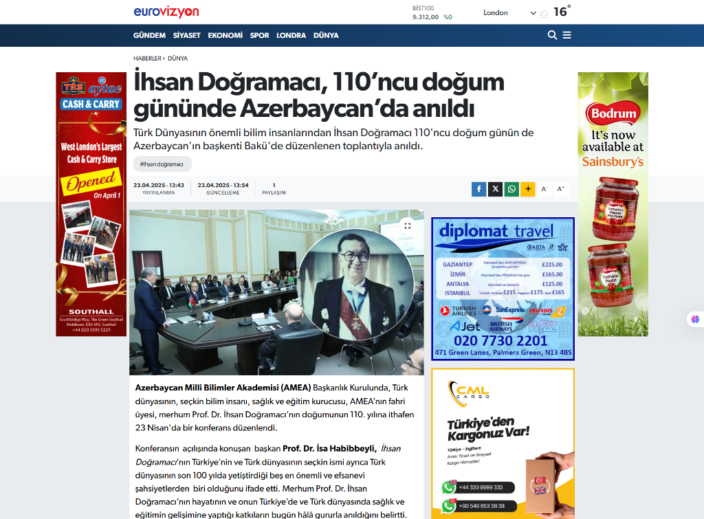 AMEA-da professor İhsan Doğramacının 110 illiyi münasibətilə keçirilən konfrans Türk dünyasının mediasında geniş işıqlandırılıb